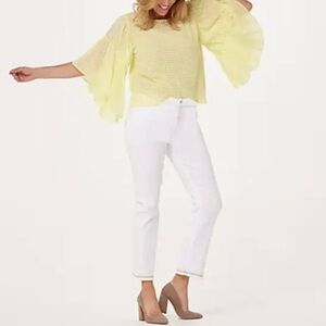 NWT Jen 7 Sequin/Fringe Embellished Ankle Straight White Jeans 00